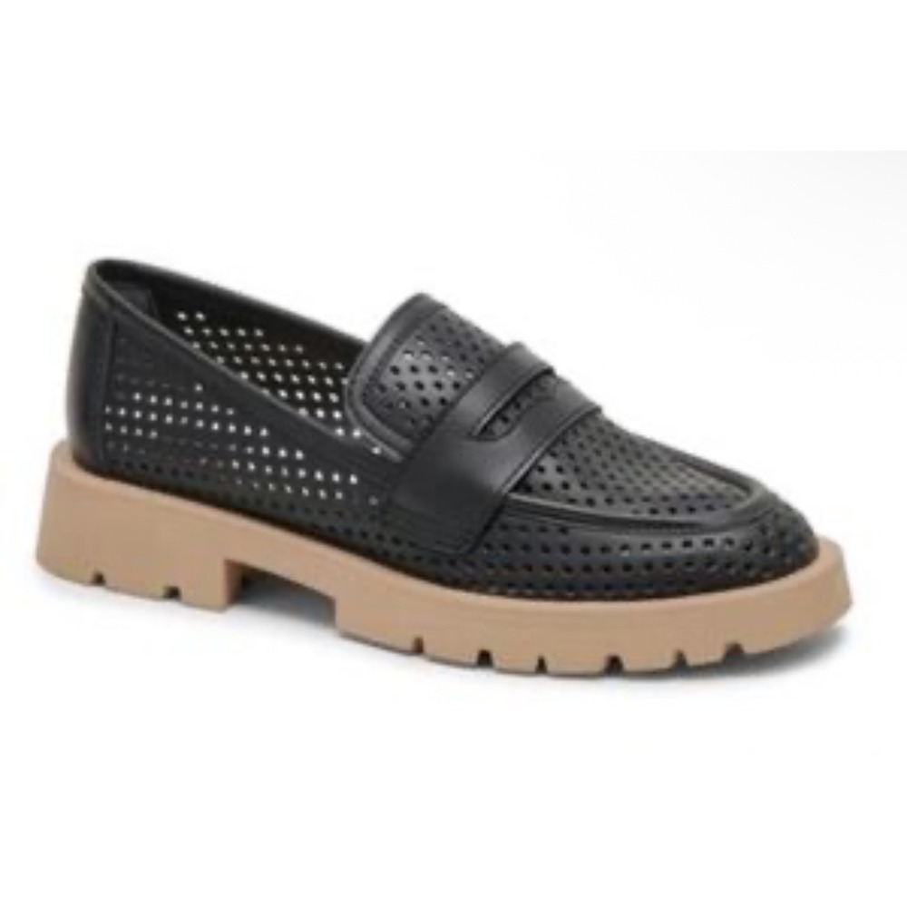 New! Dolce Vita Malila Black NubuckLeather Loafer with Lug Sole Sz 9 $140
